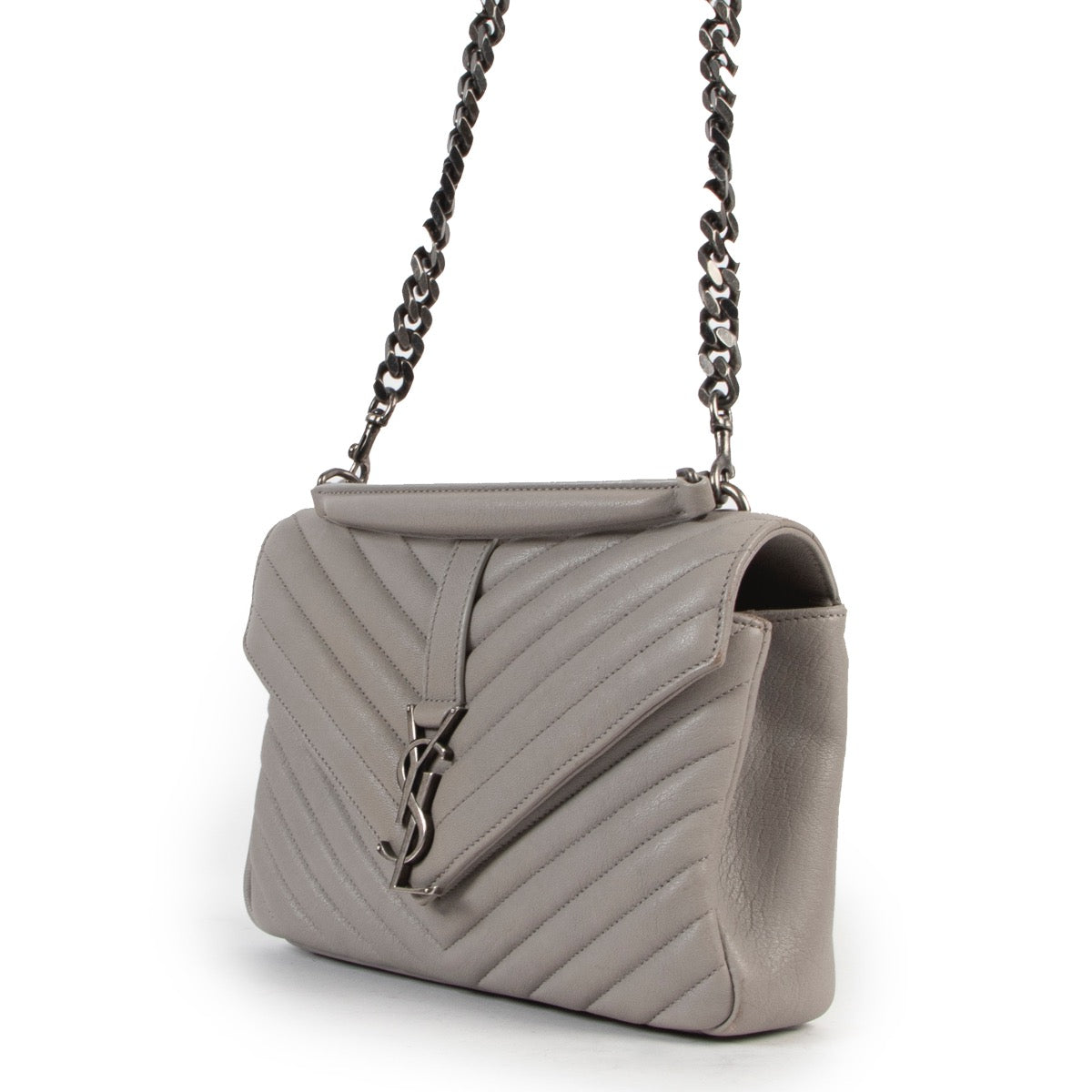 shop safe online acheter en ligne seconde main Saint Laurent Grey Medium College Chain Bag