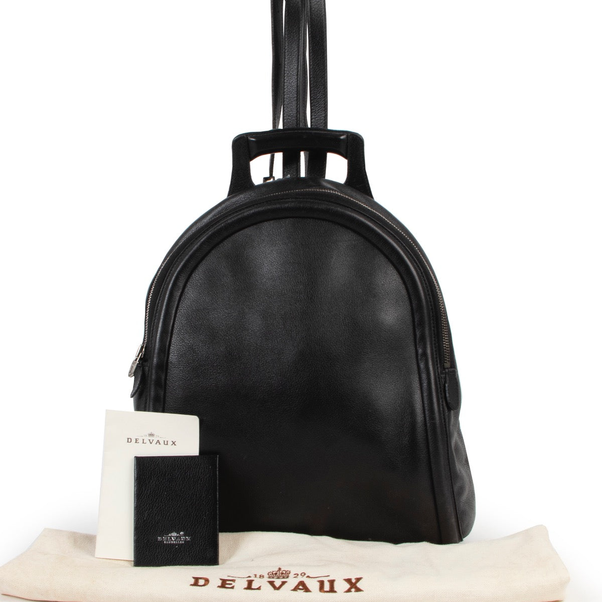Shop safe online 100% authentic second hand in very good condition Delvaux Black Leather Backpack