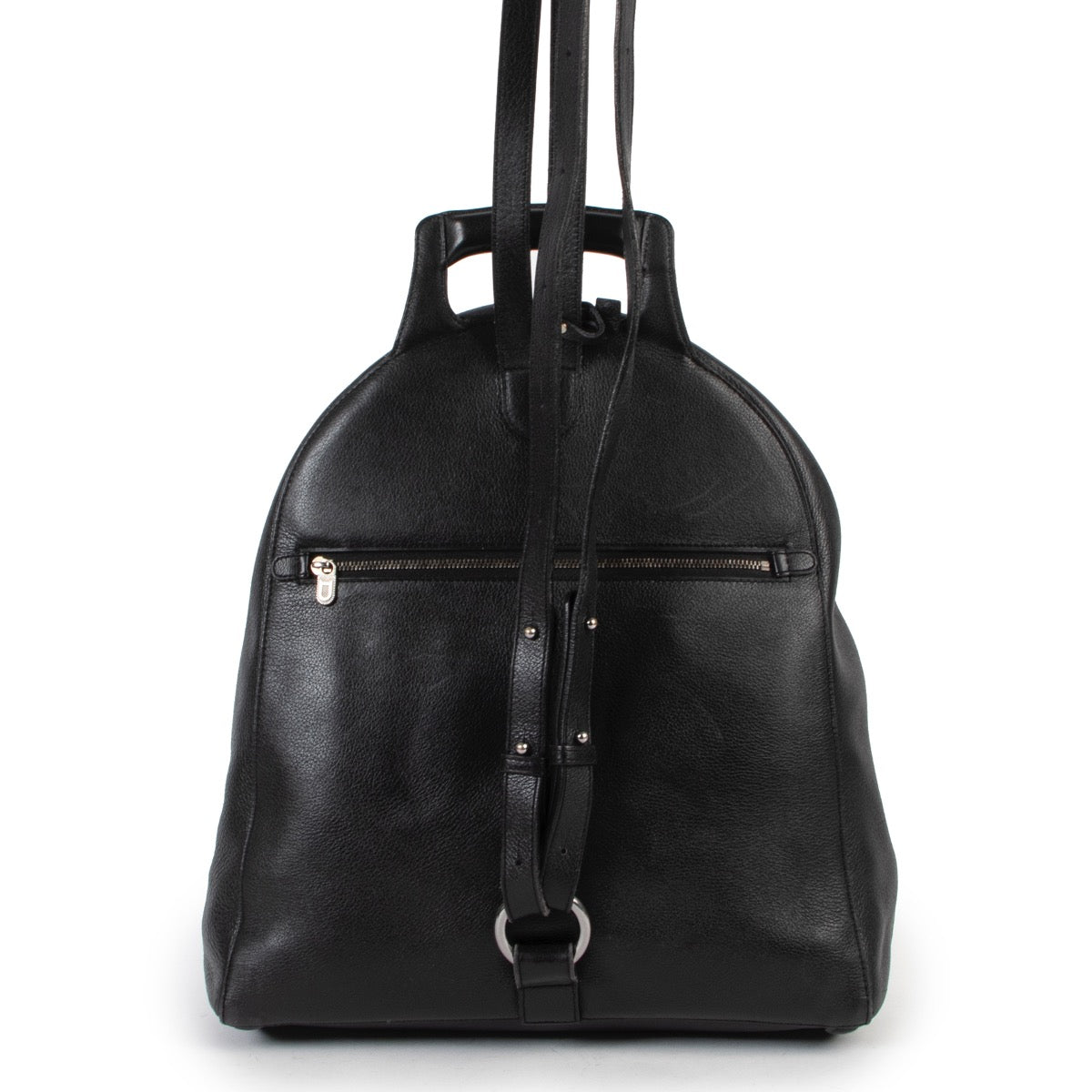 Shop safe online 100% authentic second hand in very good condition Delvaux Black Leather Backpack