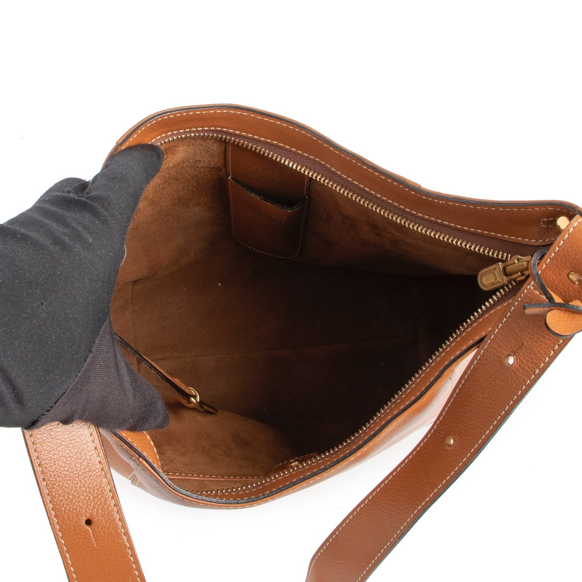 Shop safe online 100% authentic second hand Delvaux Cognac Souhait Shoulder Bag in very good condition.