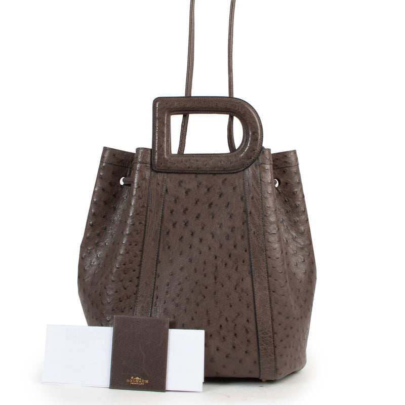 Delvaux Taupe Punch Ostrich Shoulder Bag now available at Labellov online or in the showroom.