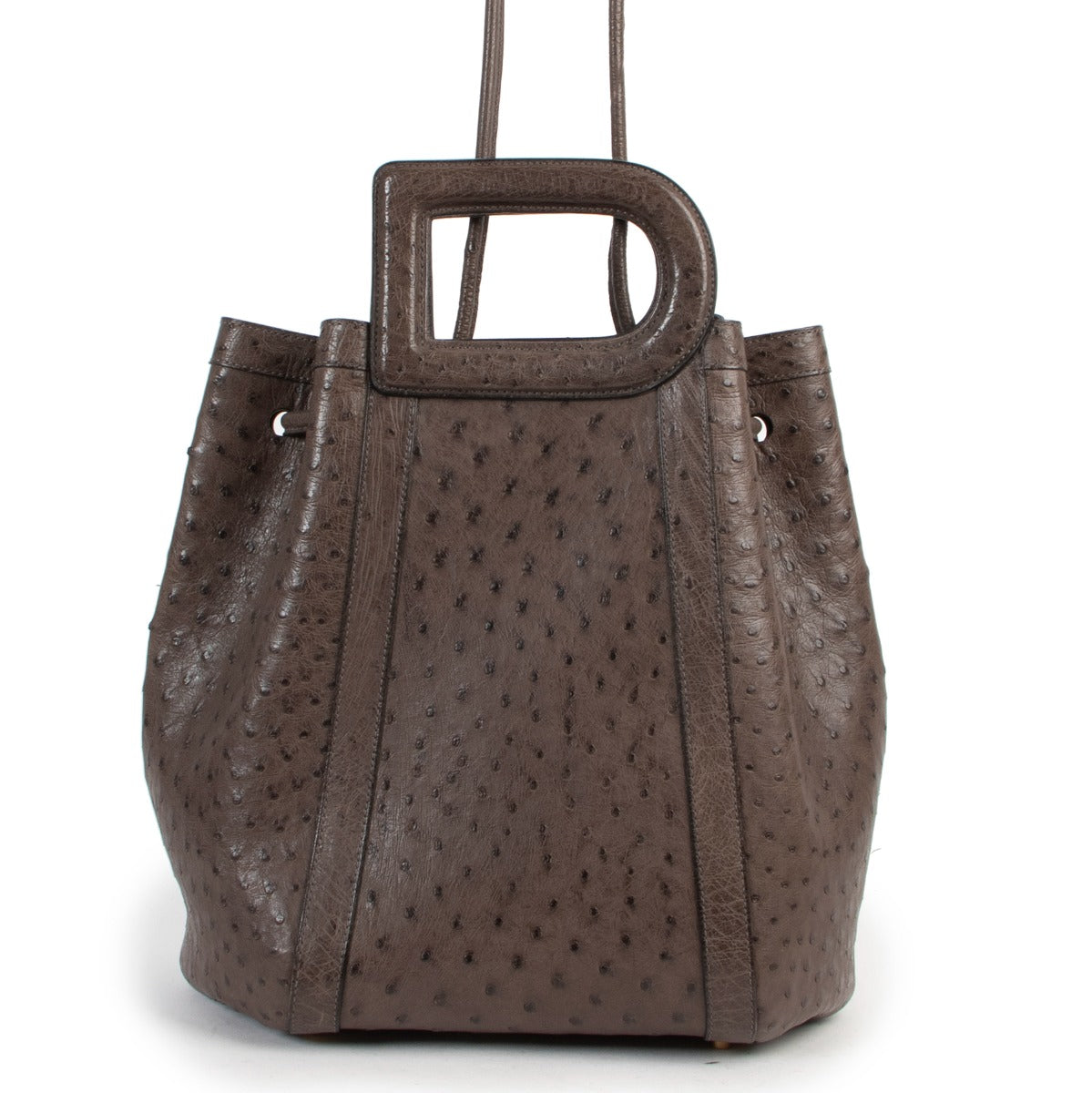 Delvaux Taupe Punch Ostrich Shoulder Bag