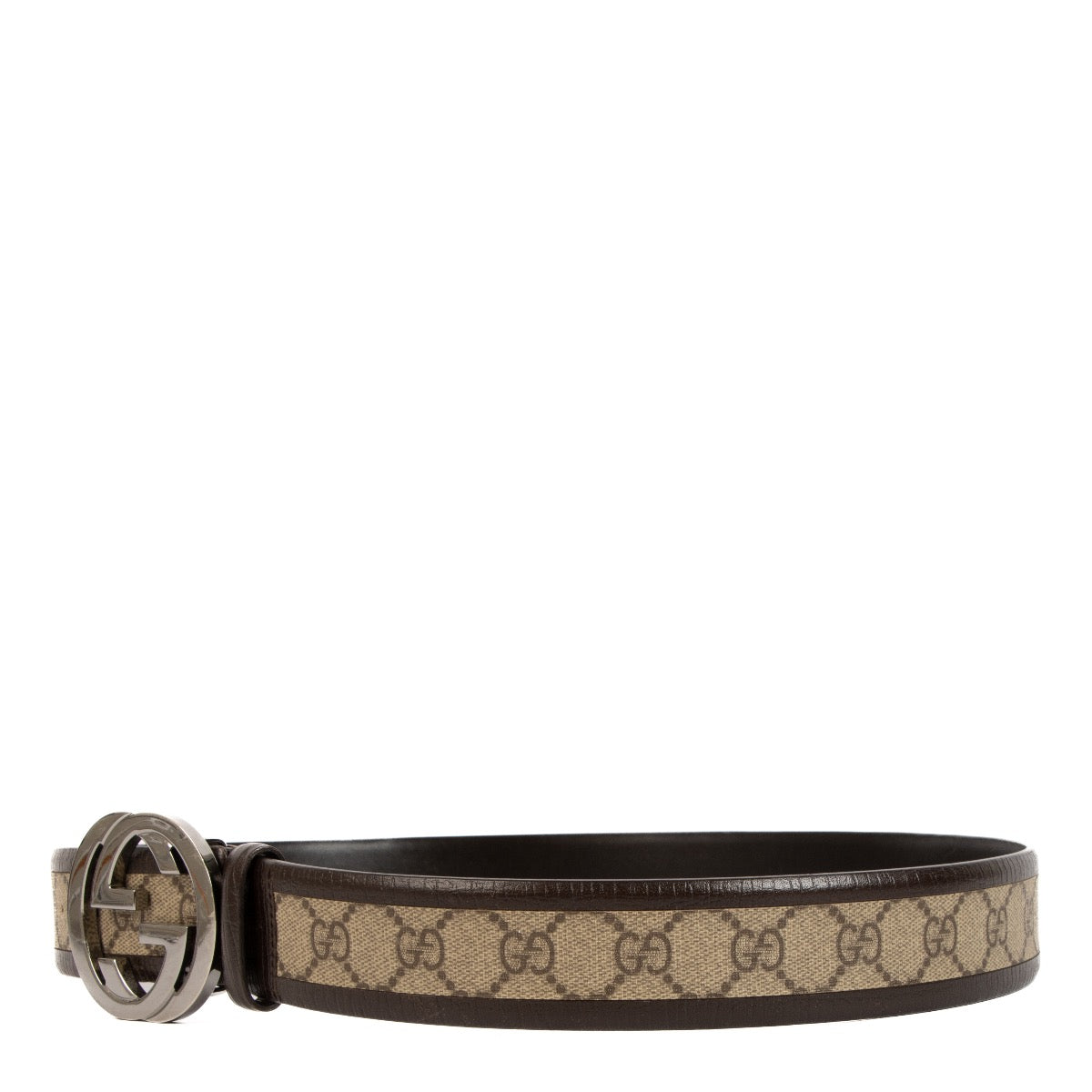 Gucci GG Canvas Leather Belt - size 85