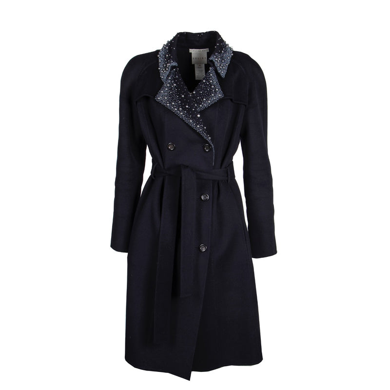 Shop safe online at Labellov in Antwerp this 100% authentic second hand Céline Blue Wool Pearl Coat - Size 40