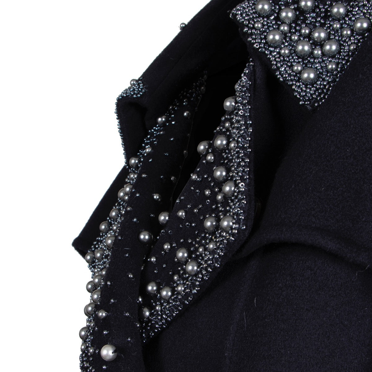 Shop safe online at Labellov in Antwerp this 100% authentic second hand Céline Blue Wool Pearl Coat - Size 40