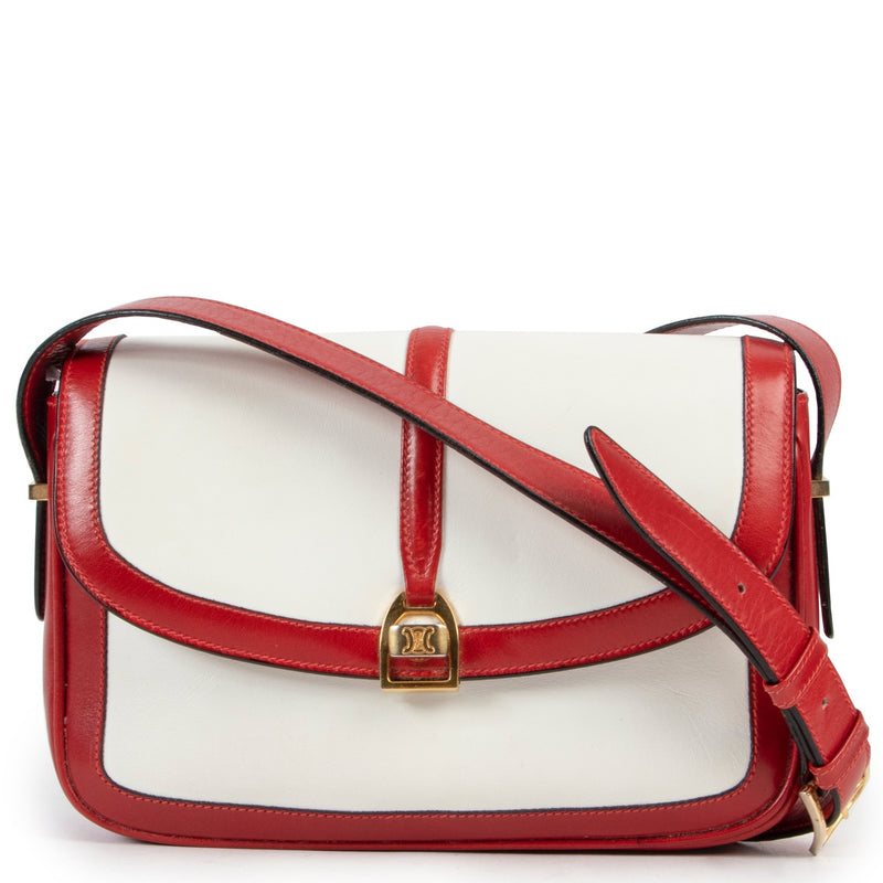 Céline White & Red Crossbody Box Bag shop safe online