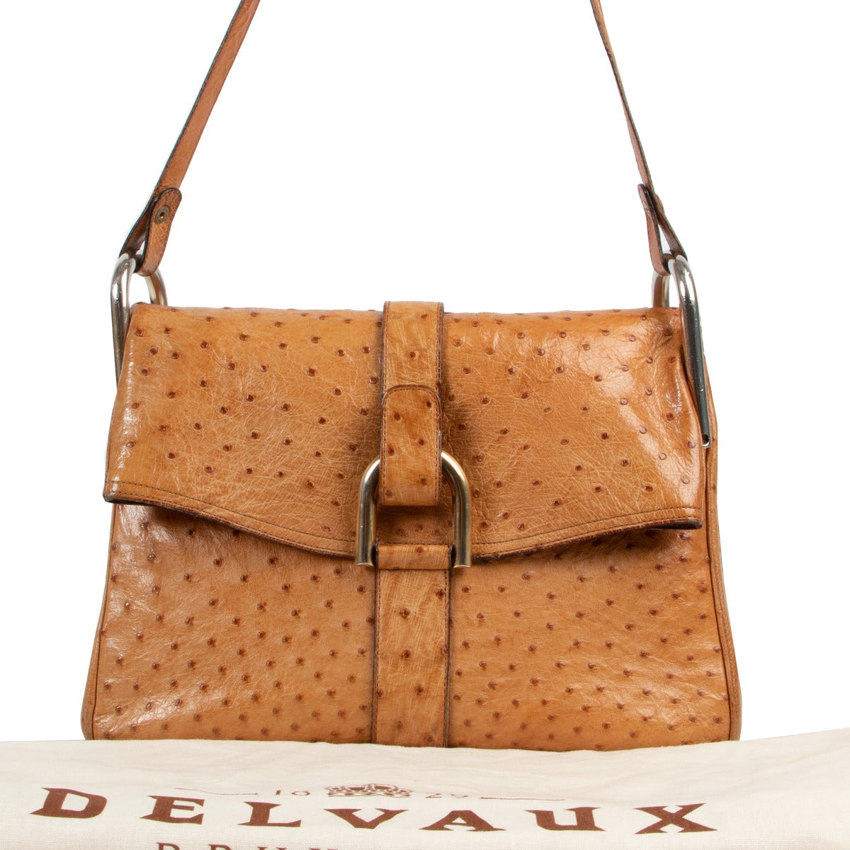 Delvaux Cognac Ostrich Givry Shoulder Bag now online or in our showroom available. Buy 24/7 online our newest collection. Buy and sell second hand designer items