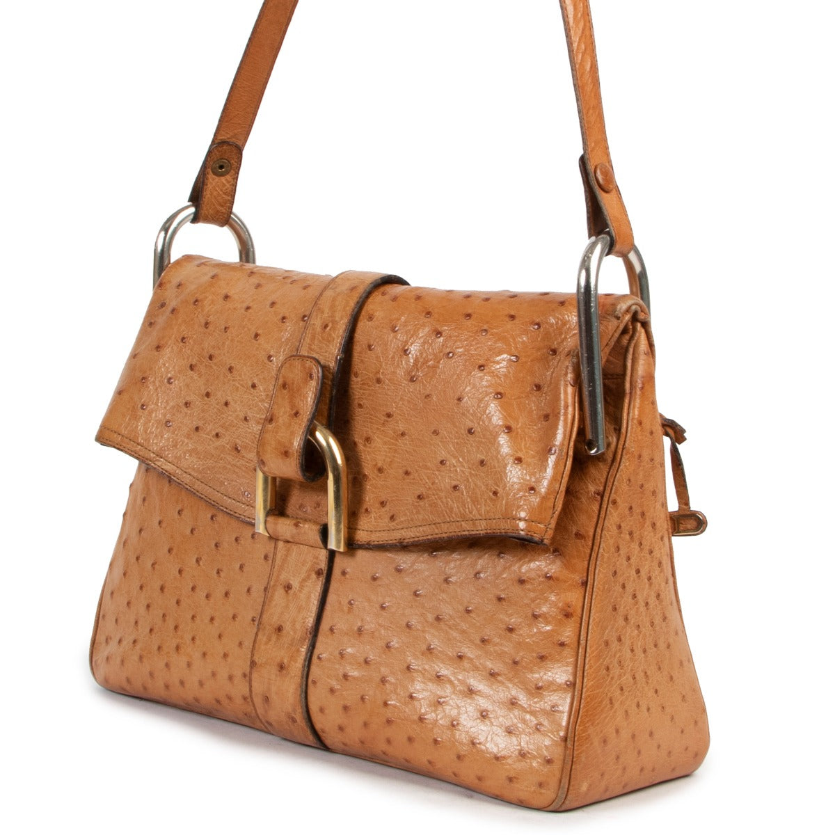 Delvaux Cognac Ostrich Givry Shoulder Bag now online or in our showroom available. Buy 24/7 online our newest collection. Buy and sell second hand designer items