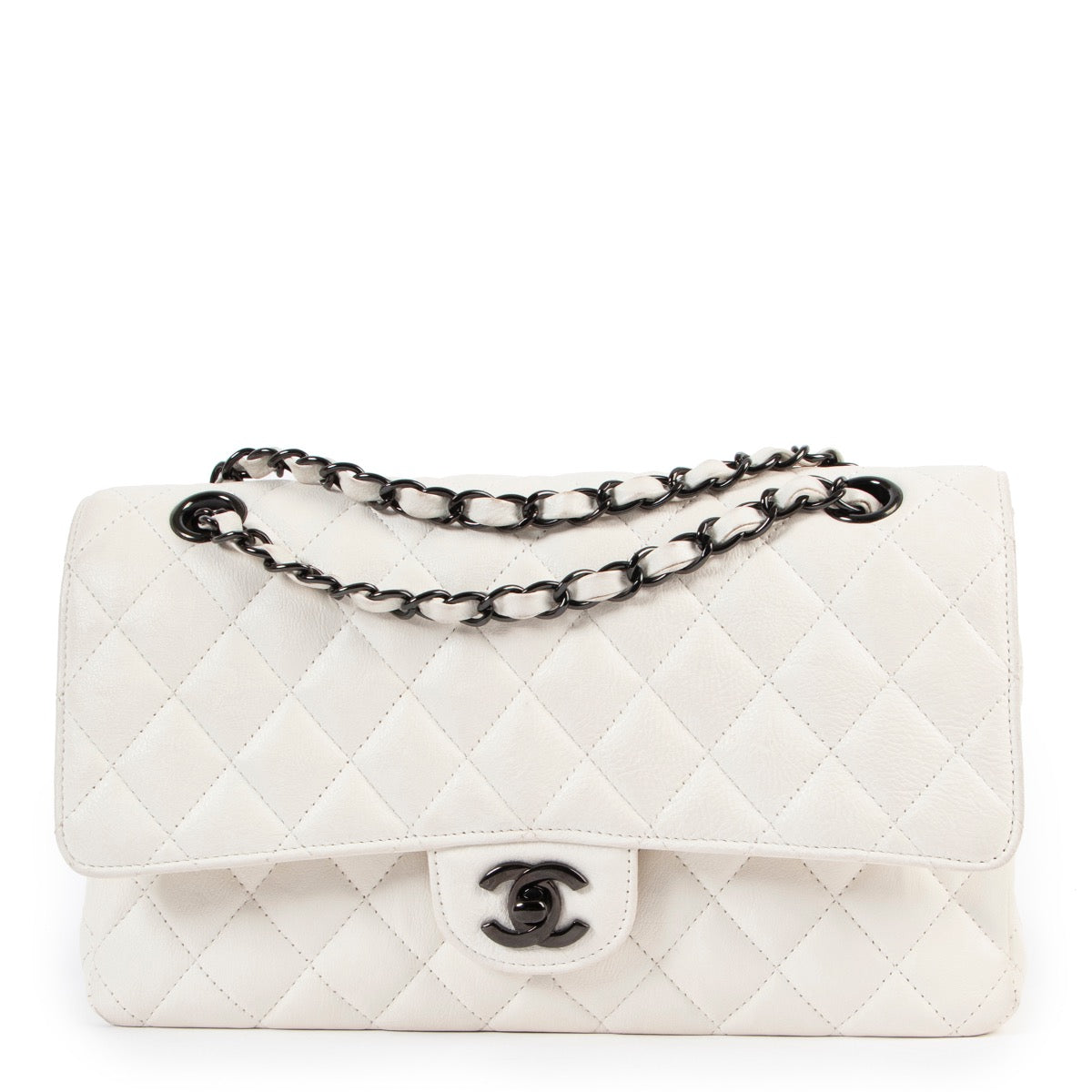 shop online second hand authentic Chanel White Medium Classic Flap Bag at Labellov for the best price