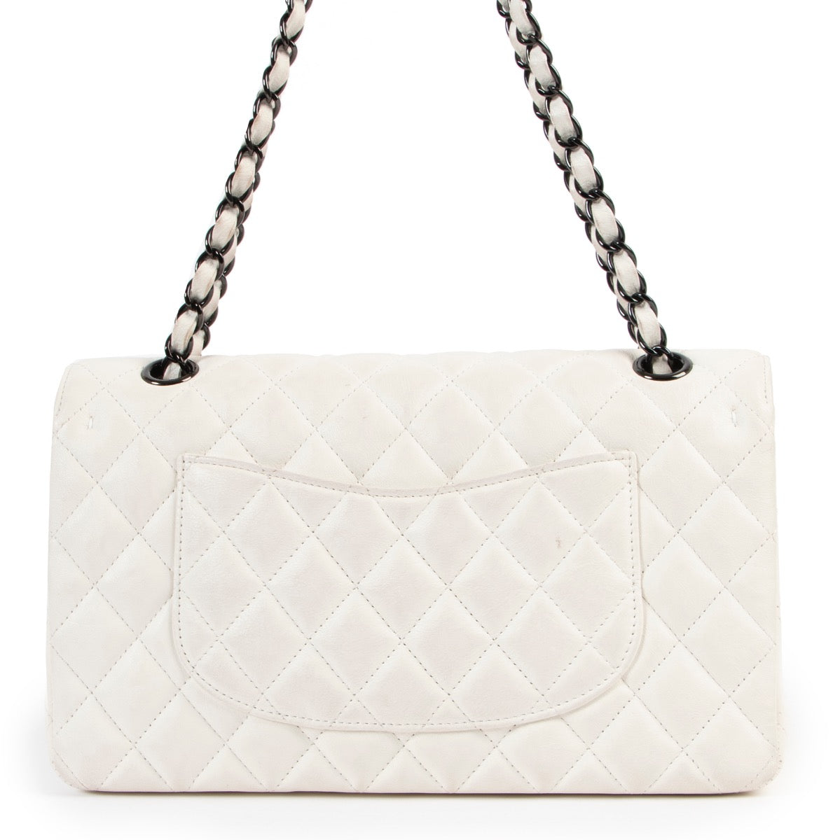 shop online second hand authentic Chanel White Medium Classic Flap Bag at Labellov for the best price