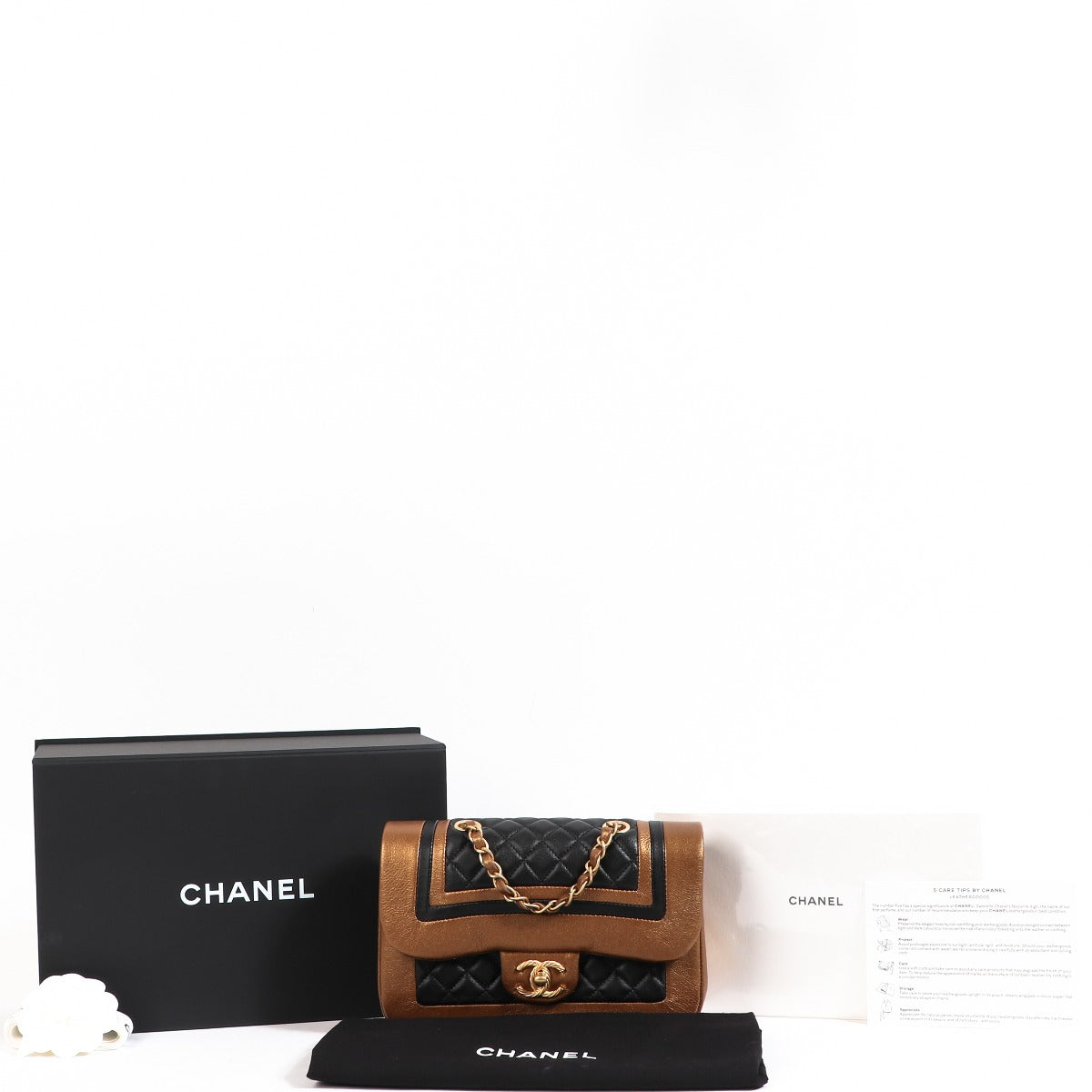 Chanel Bronze & Black Calfskin Classic Flap Bag