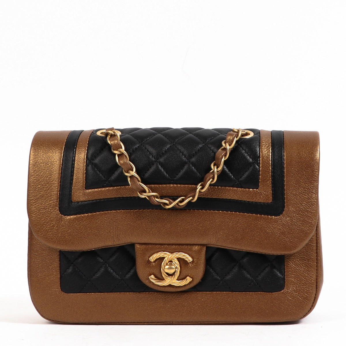 Chanel Bronze & Black Calfskin Classic Flap Bag