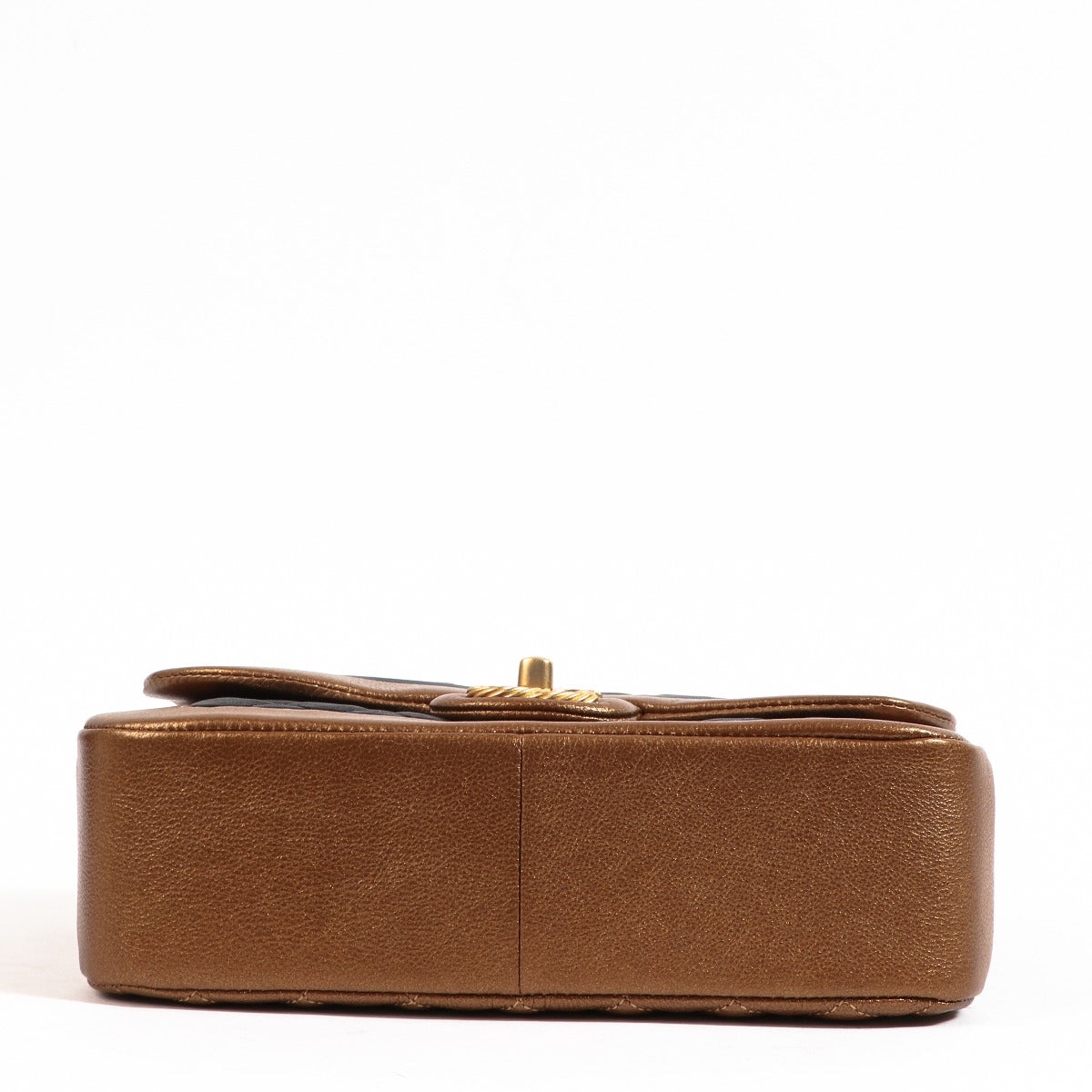 Sac à rabat classique petit modèle Chanel en cuir de veau bronze et noir