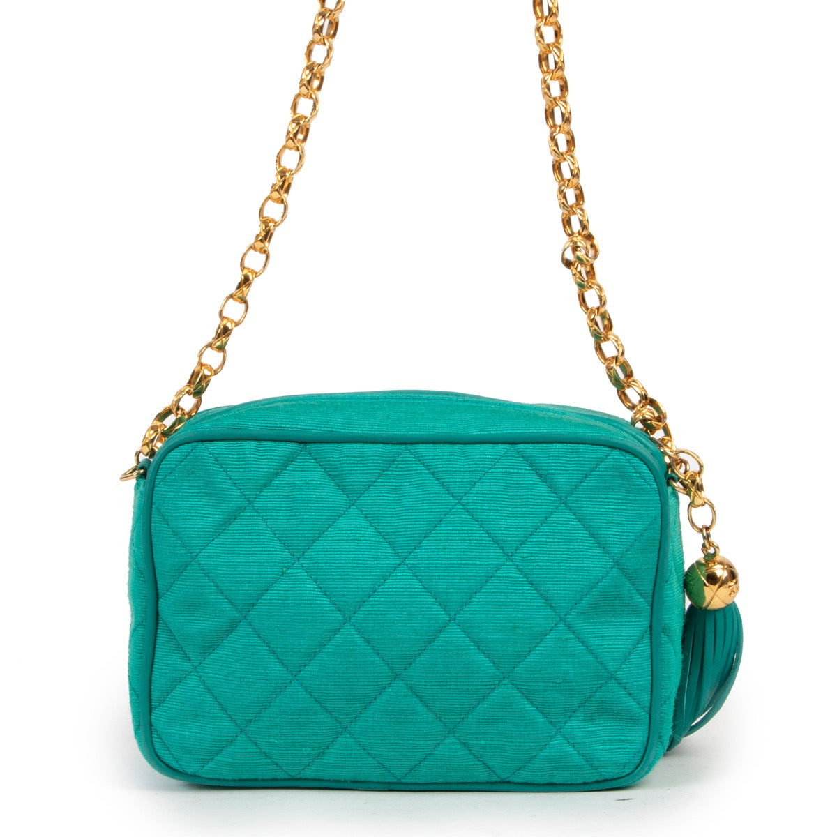 Chanel bandoulière vintage verte à pampilles