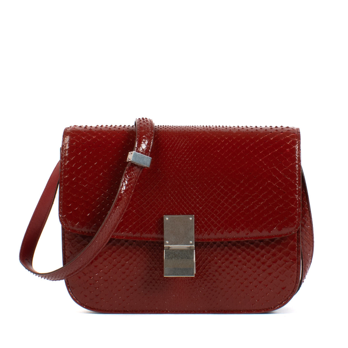 Celine Deep Red Python Box Bag