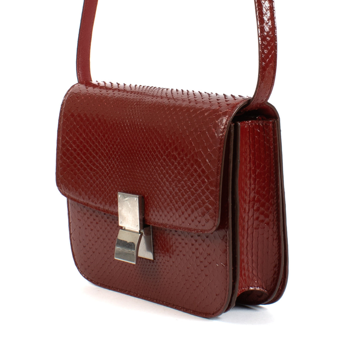 Celine Deep Red Python Medium Classic Bag