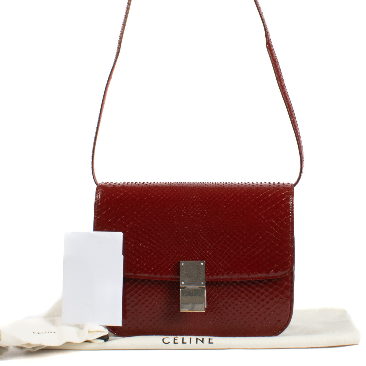 Celine Deep Red Python Box Bag