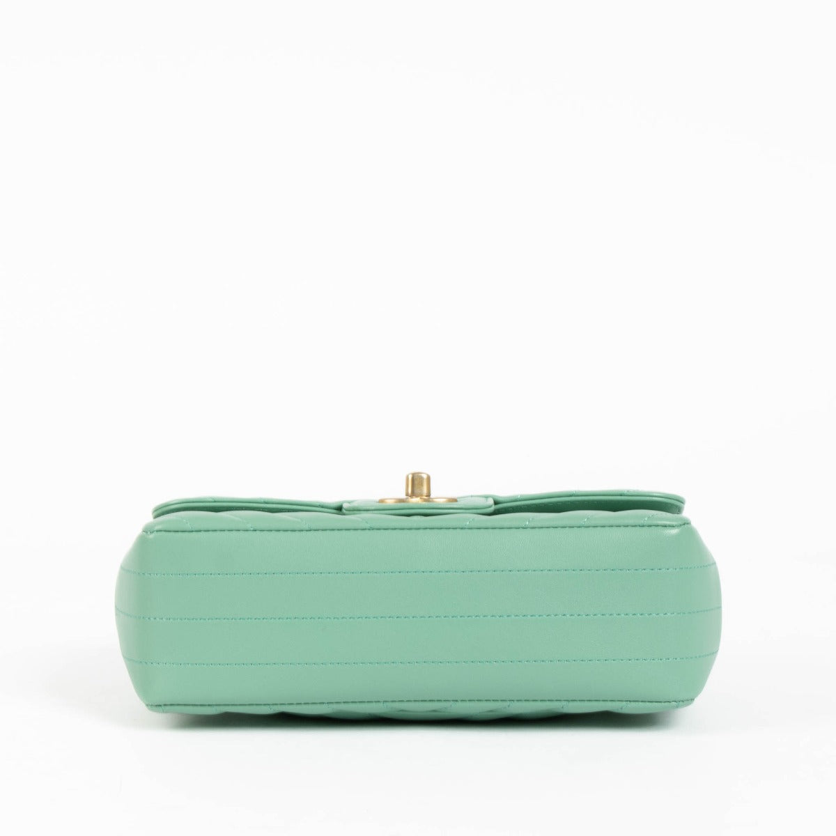 Chanel Mint Green Chevron Lambskin Mini Classic Handbag