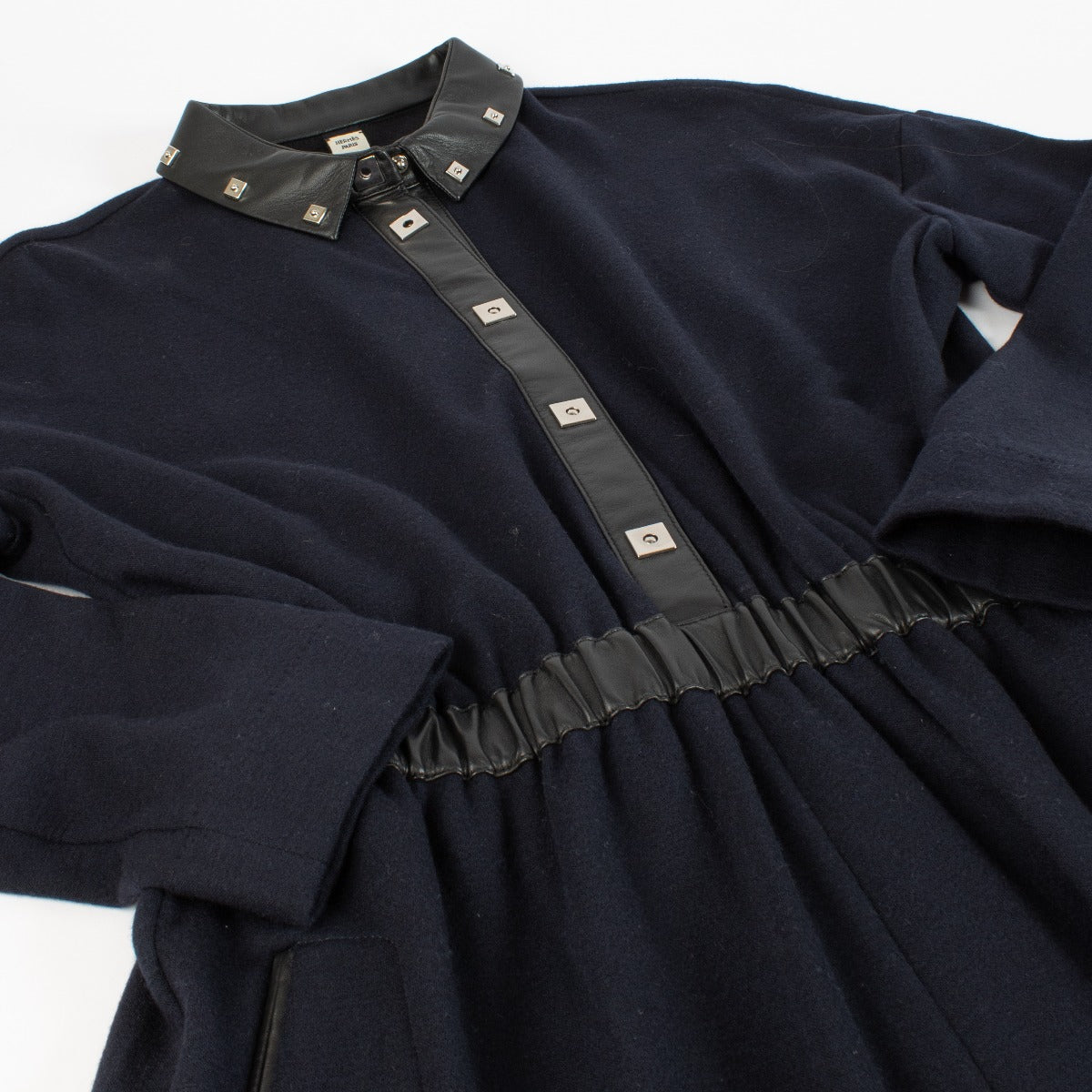 Hermès 2018 Runway Marineblauwe wollen jumpsuit - Maat FR40