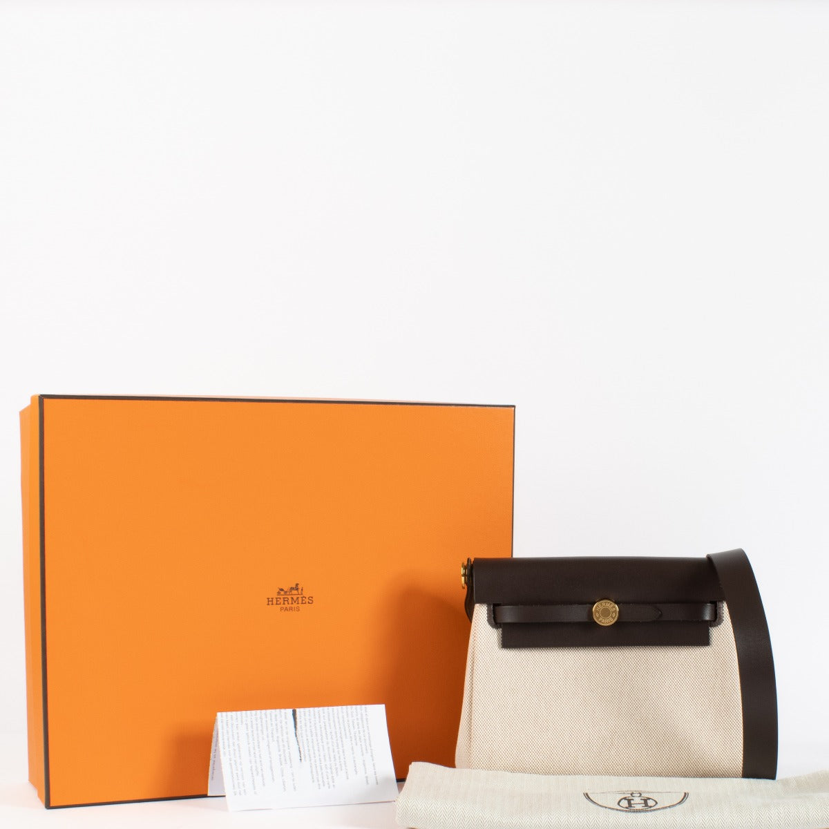 Hermès Herbag Zip 20 Ecru/Beige/Ebene Toile H Viking/Hunter GHW