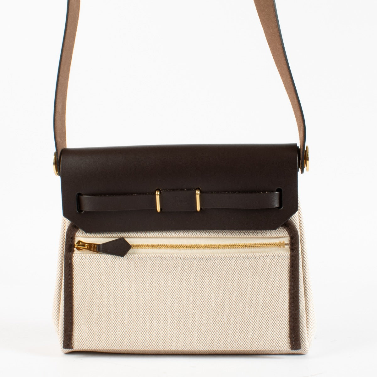 Hermès Herbag Zip 20 Ecru/Beige/Ebene Toile H Viking/Hunter GHW