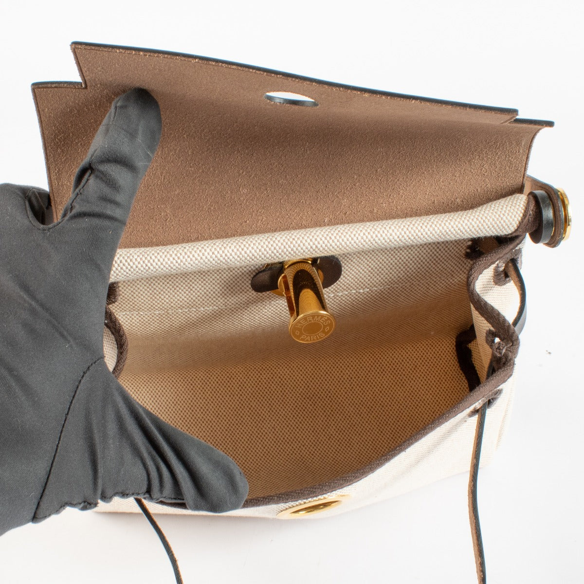 Hermès Herbag Zip 20 Ecru/Beige/Ebene Toile H Viking/Hunter GHW