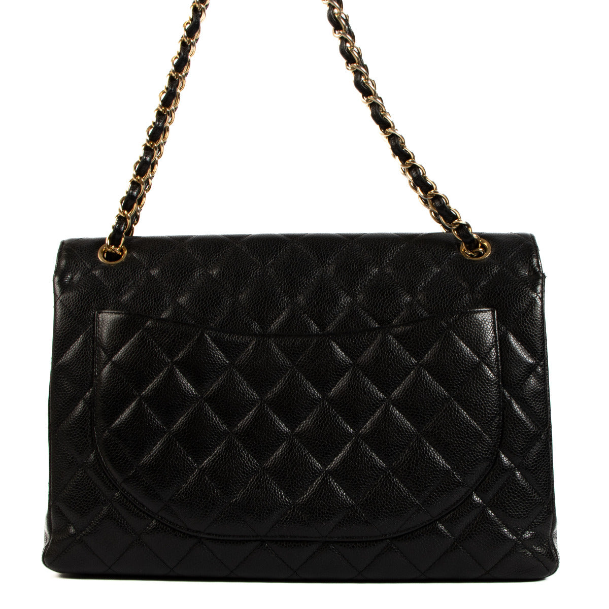 Chanel Black Maxi Caviar Classic Single Flap Bag for the best price at Labellov secondhand luxury in Antwerp. We buy and sell your preloved and brand new designer bags for the best price.