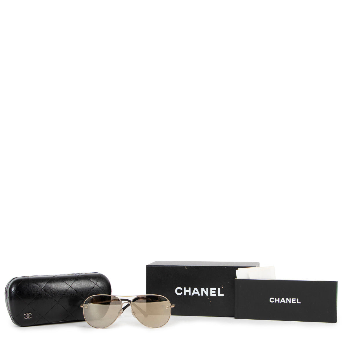 Chanel Silver Pilot Sunglasses