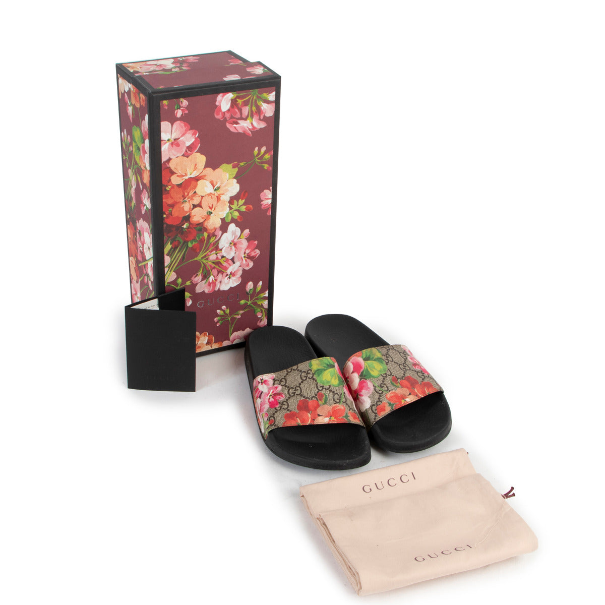 Gucci GG Blooms Supreme Floral Slide Sandals - Size 38