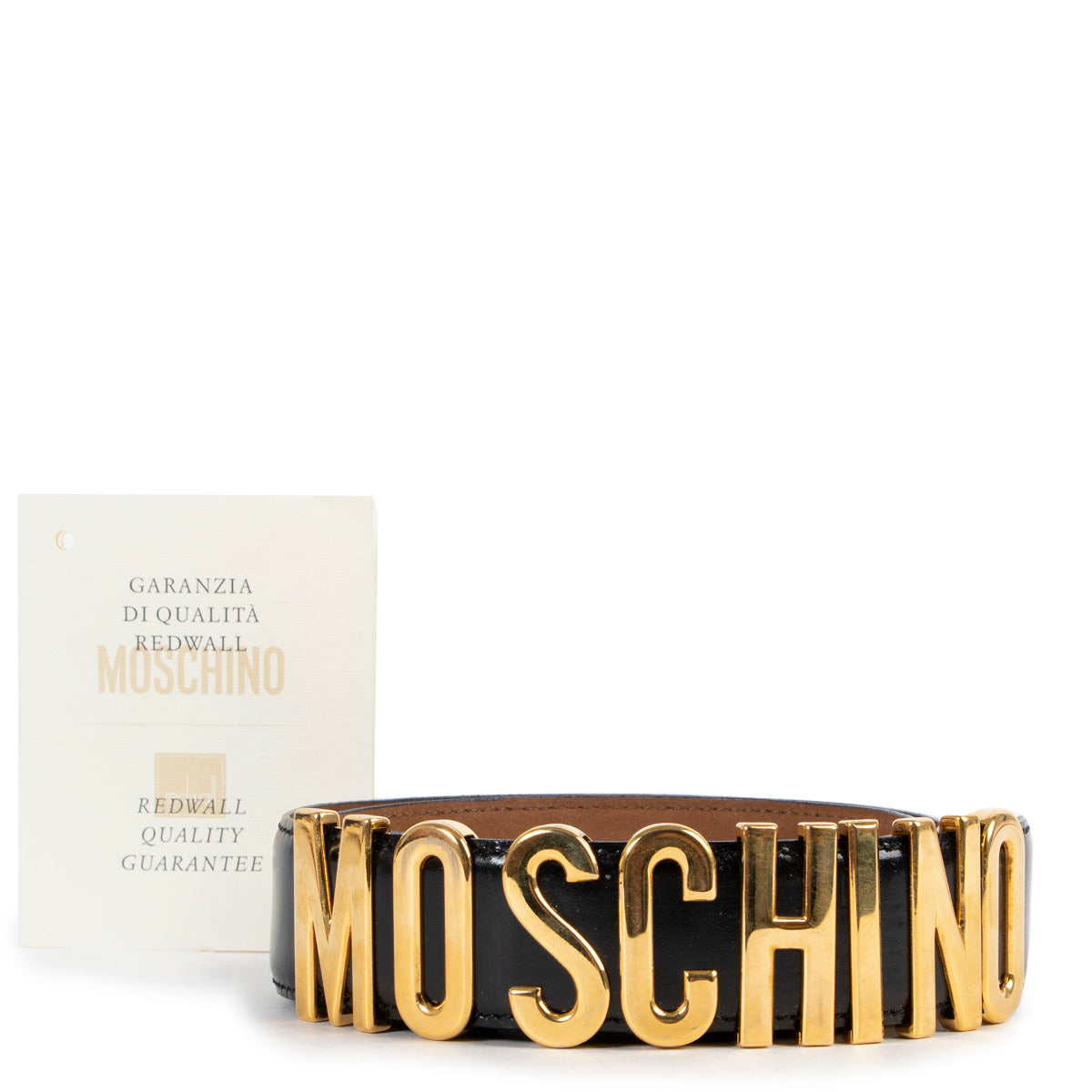 Moschino Black Redwall Belt - Size 46 available at Labellov Luxury Antwerp. Get this vintage secondhand Moschino handbag. Buy and sell your designer items for a reasonable price and in good preloved condition.