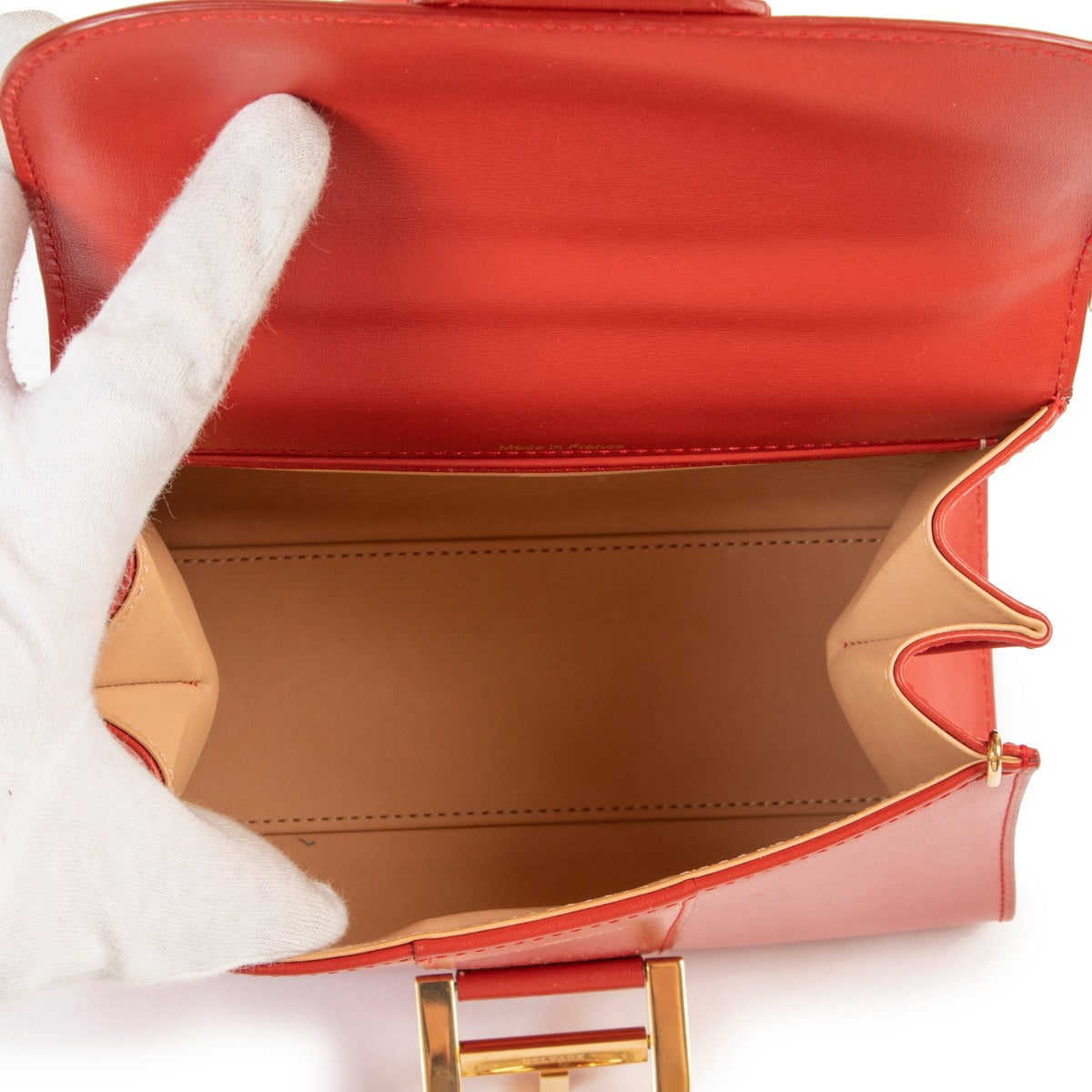 Shop second hand luxury designer Delvaux Brillant Mini Lipstick Red Box Calf Handbag at Labellov.