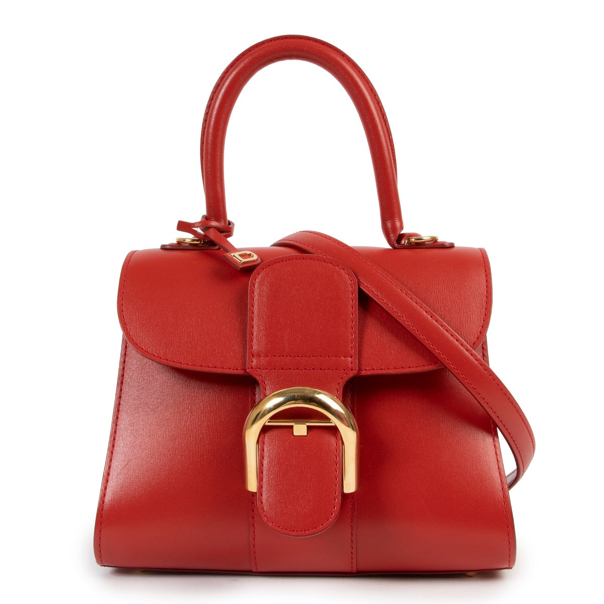 Shop second hand luxury designer Delvaux Brillant Mini Lipstick Red Box Calf Handbag at Labellov.