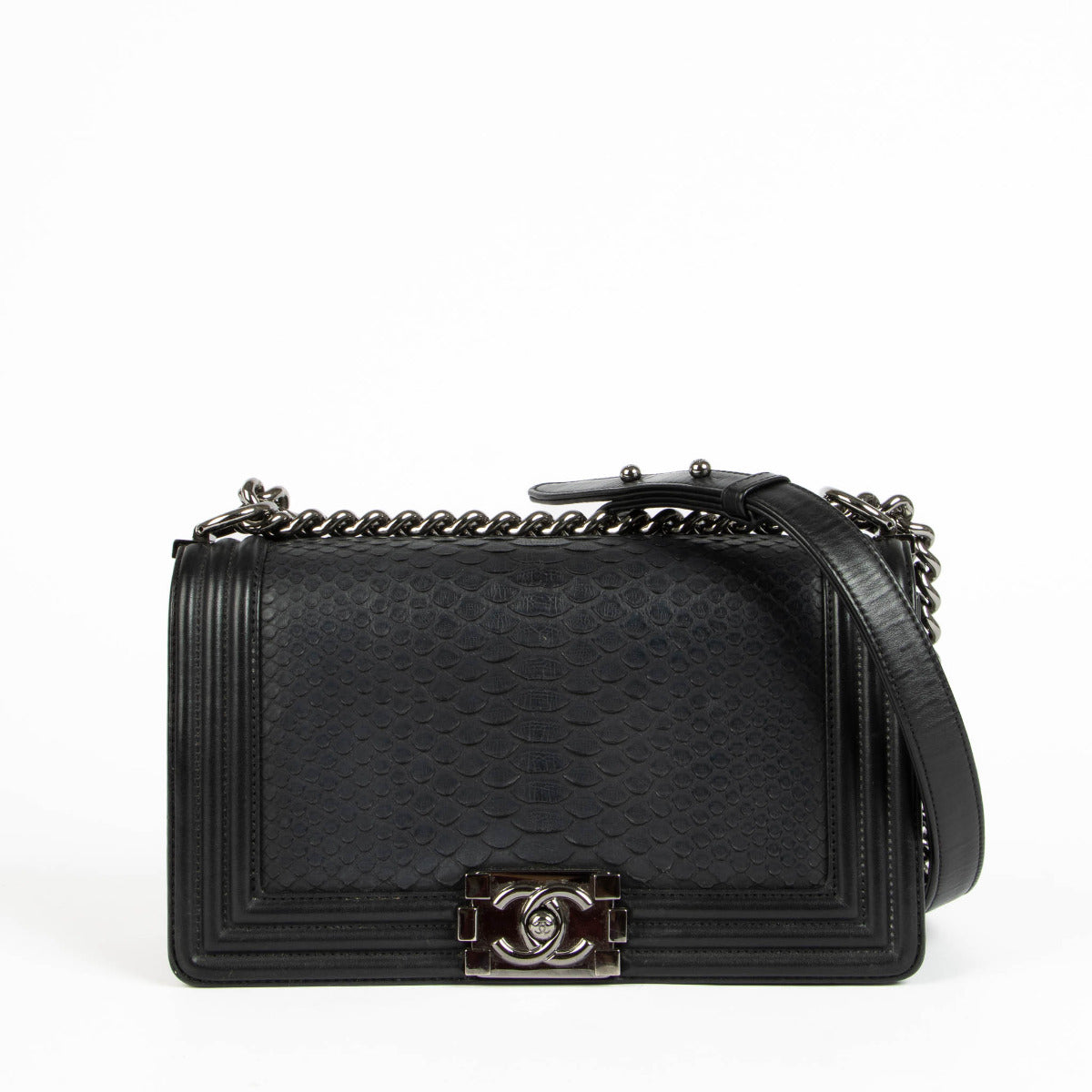Chanel Black Python Medium Boy Bag
