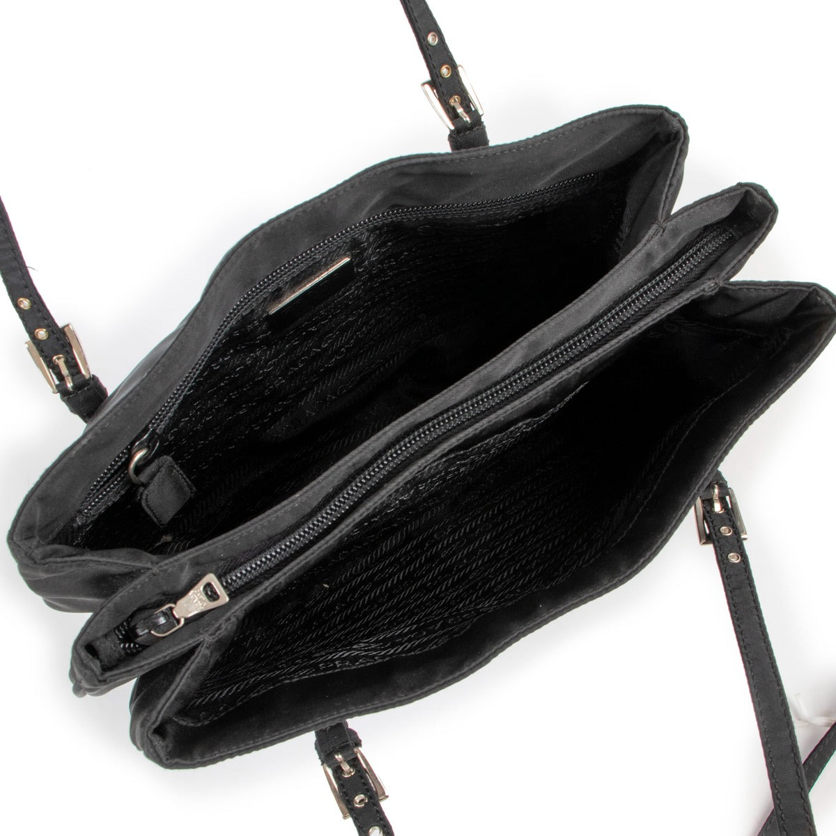 Buy authentic second hand designer vintage Prada Black Nylon Long Strap Shoulder Bag at Labellov.