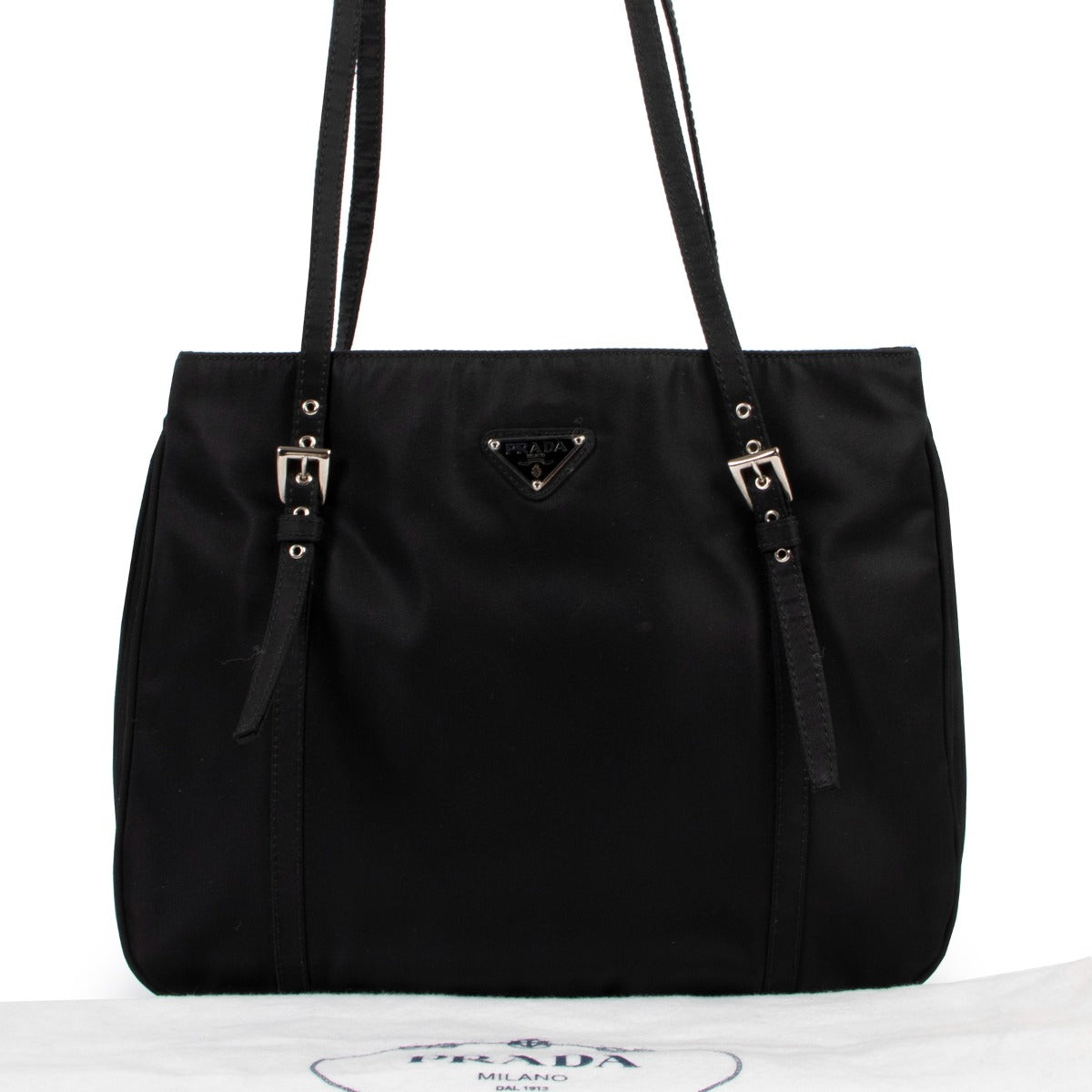 Buy authentic second hand designer vintage Prada Black Nylon Long Strap Shoulder Bag at Labellov.