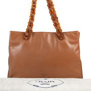 Shop authentic designer vintage Prada Tabacco Brown Bachelite Nappa Leather Shoulder Bag at Labellov.