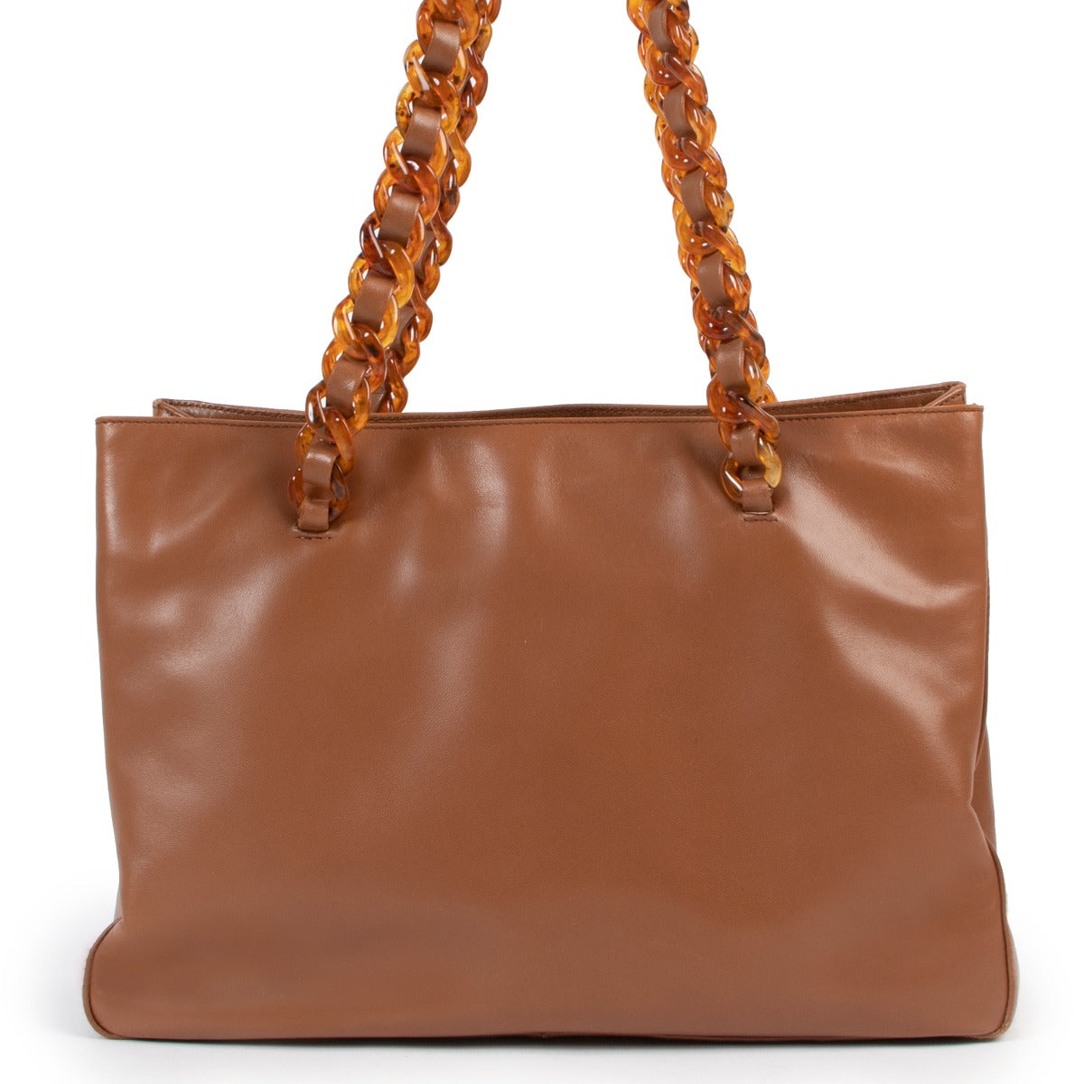 Shop authentic designer vintage Prada Tabacco Brown Bachelite Nappa Leather Shoulder Bag at Labellov.