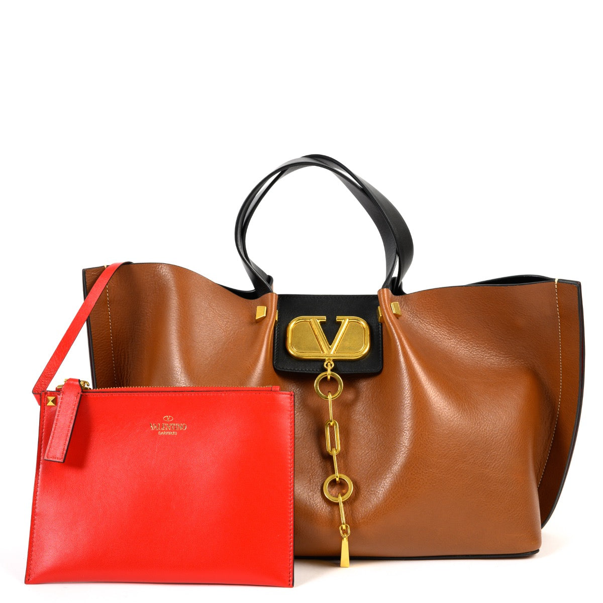 Shop safe online 100% authentic second hand Valentino Brown and Black Escape Shopper Bag in very good condition at Labellov in Antwerp.