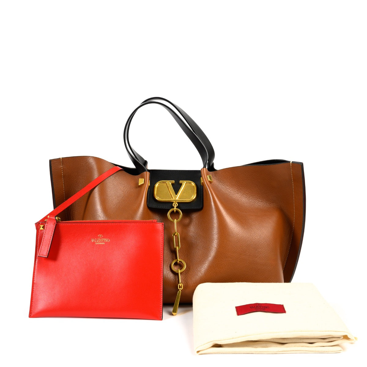 Shop safe online 100% authentic second hand Valentino Brown and Black Escape Shopper Bag in very good condition at Labellov in Antwerp.