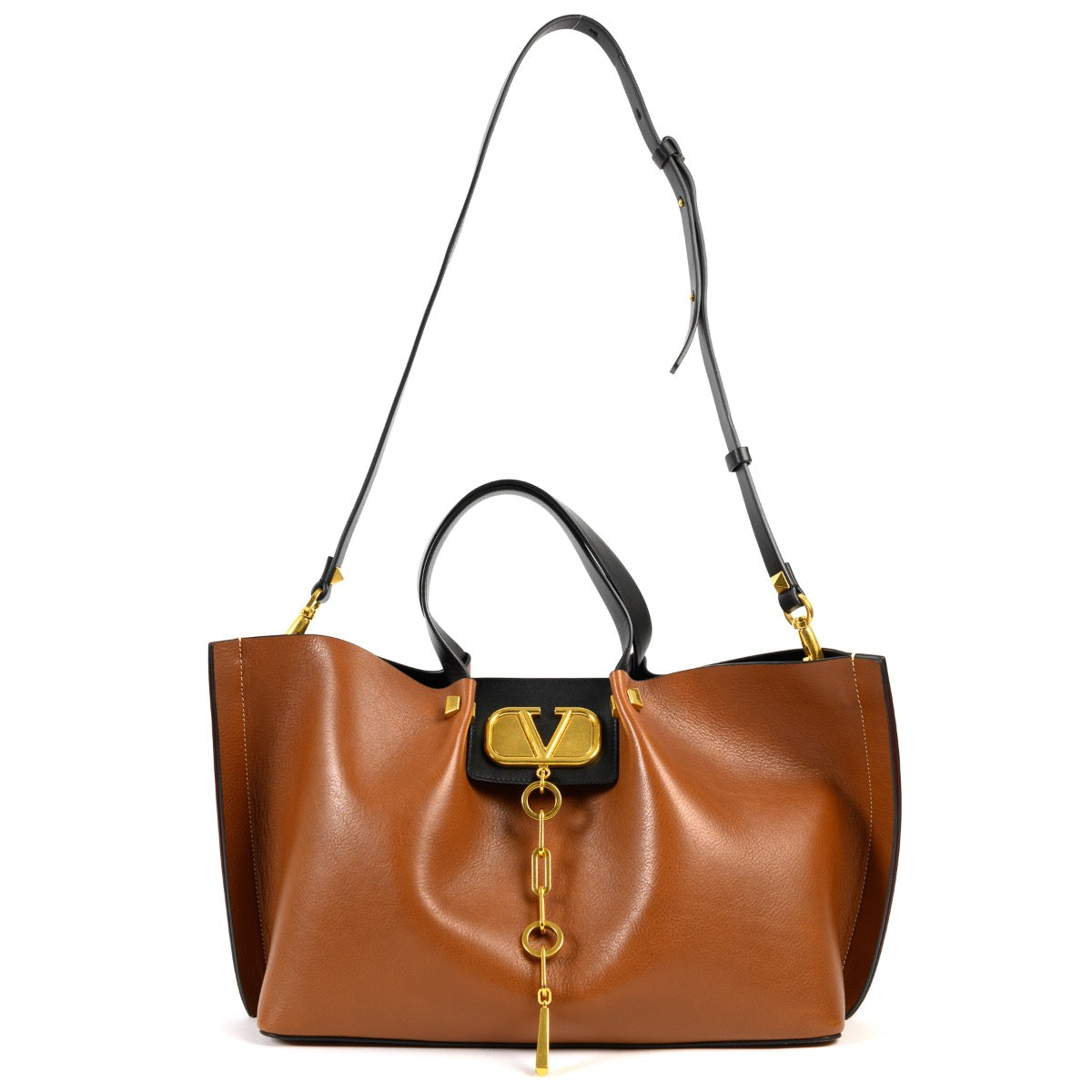 Shop safe online 100% authentic second hand Valentino Brown and Black Escape Shopper Bag in very good condition at Labellov in Antwerp.