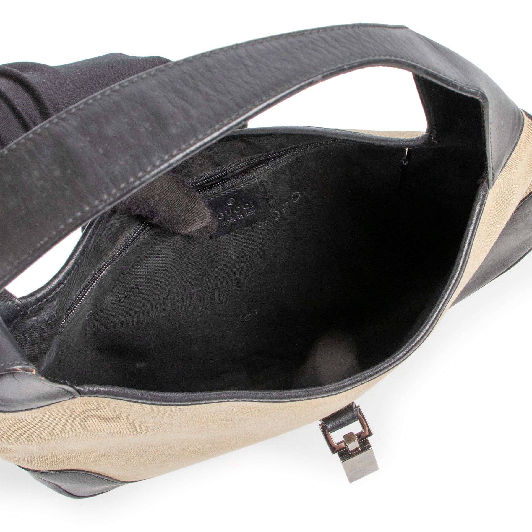 Shop safe online 100% authentic second hand Gucci Beige and Black Jackie Shoulder Bag in good preloved condition.