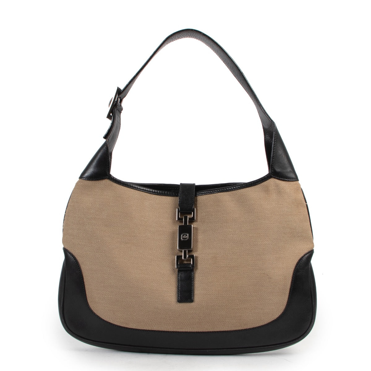 Shop safe online 100% authentic second hand Gucci Beige and Black Jackie Shoulder Bag in good preloved condition.