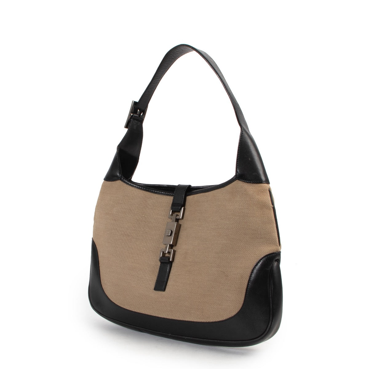 Shop safe online 100% authentic second hand Gucci Beige and Black Jackie Shoulder Bag in good preloved condition.