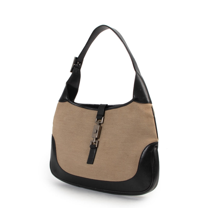 Shop safe online 100% authentic second hand Gucci Beige and Black Jackie Shoulder Bag in good preloved condition.