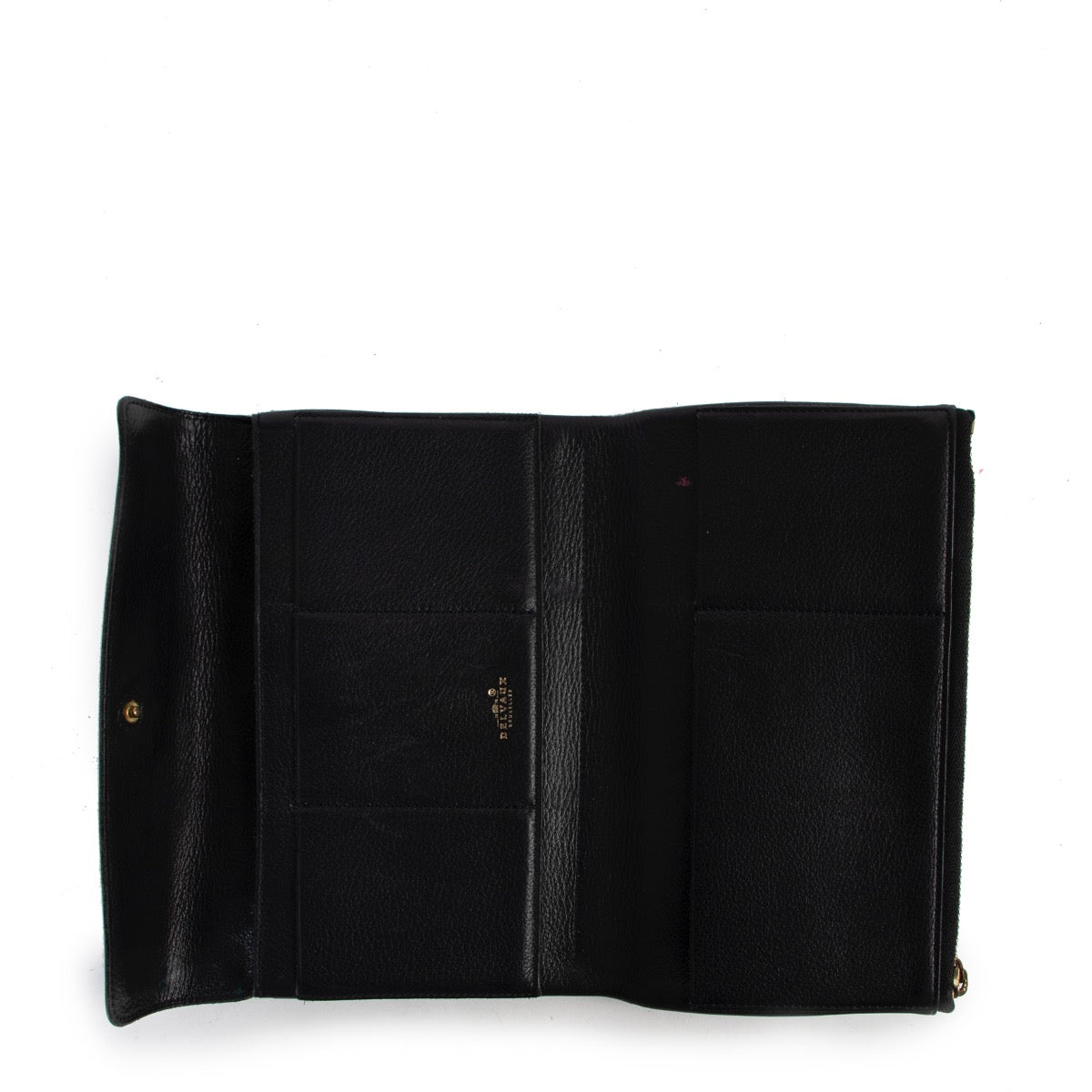 Shop safe online at Labellov in Antwerp this 100% authentic second hand Delvaux Black Long Flap Wallet