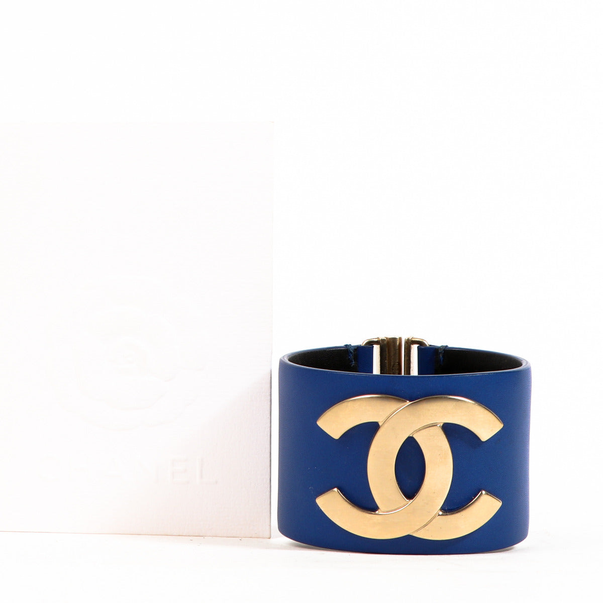 Chanel Blue Leather Cuff Bracelet