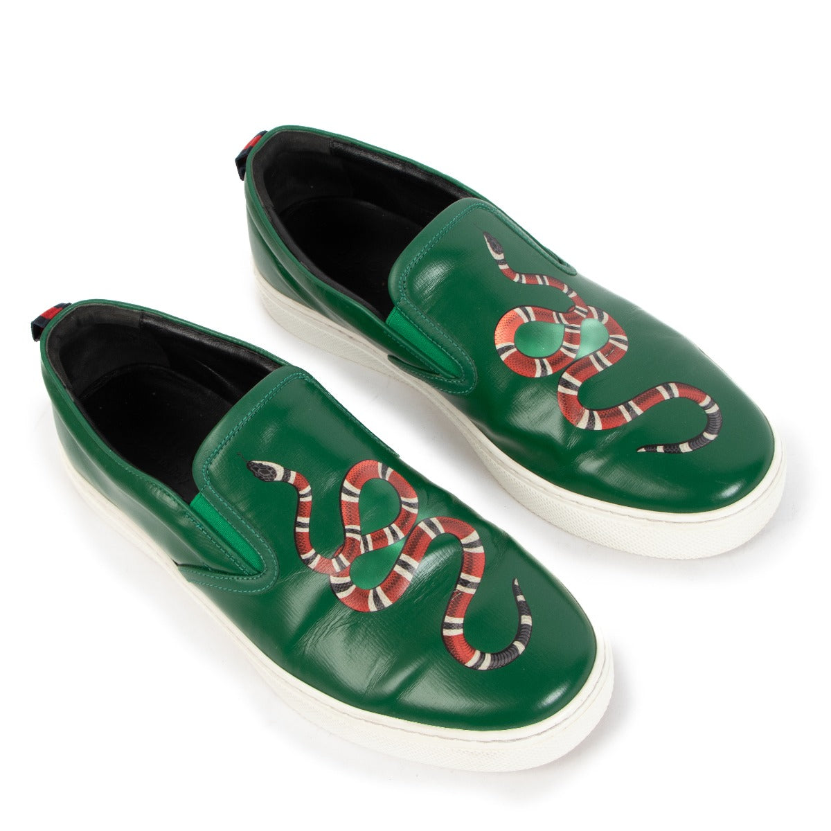 Baskets Gucci Dublin en cuir imprimé serpent vert - Taille 42 1/2