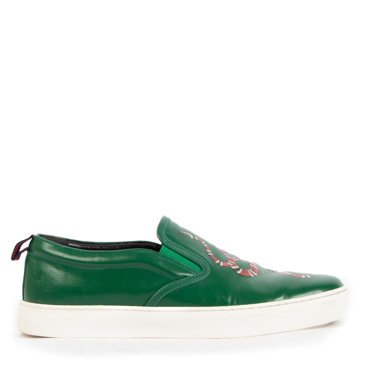 Baskets Gucci Dublin en cuir imprimé serpent vert - Taille 42 1/2