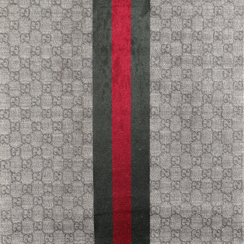 Gucci Grey Monogram Web Scarf for the best price at Labellov secondhand luxury in Antwerp
