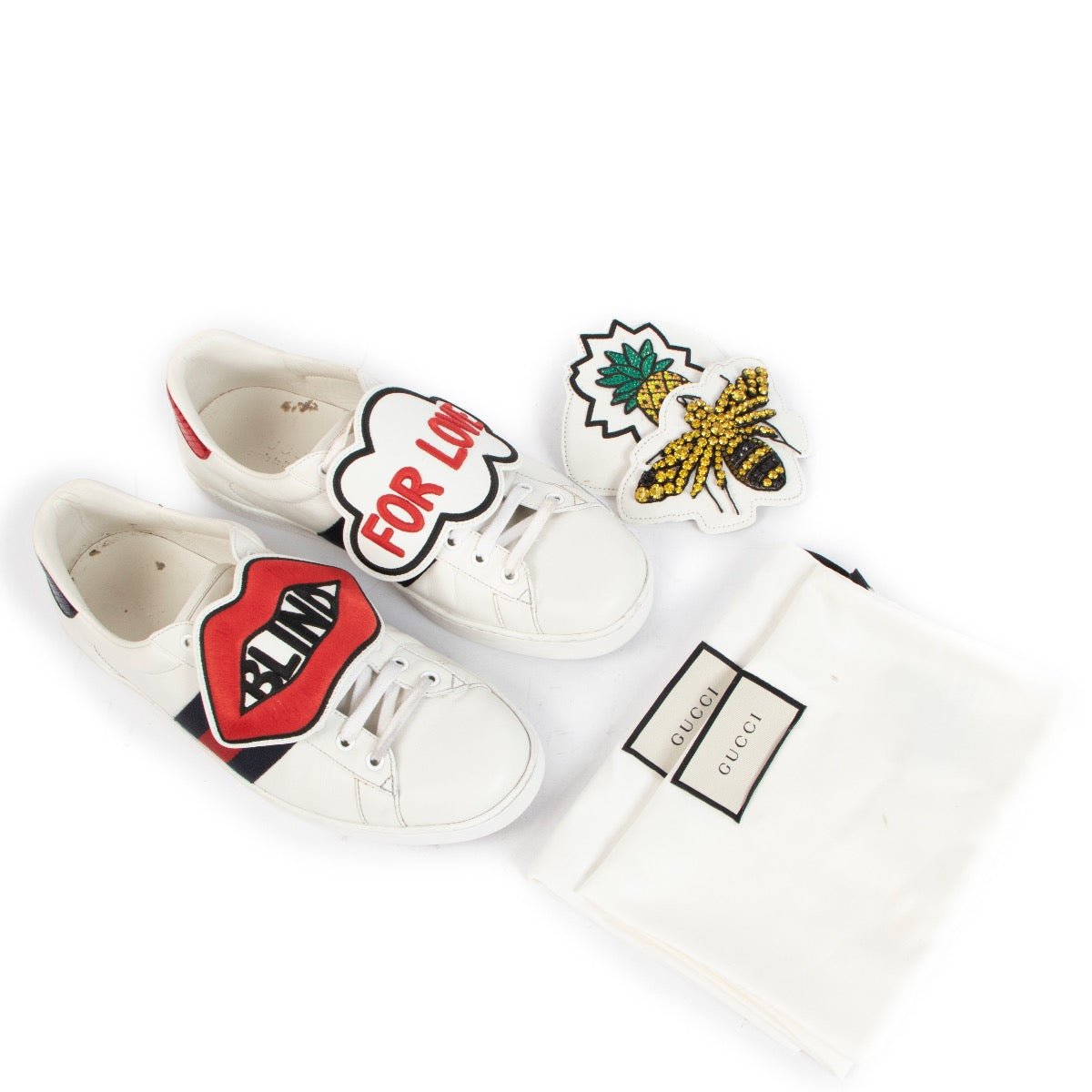 shop authentic second hand Gucci White Ace Sneakers - Size 43 on Labellov.com